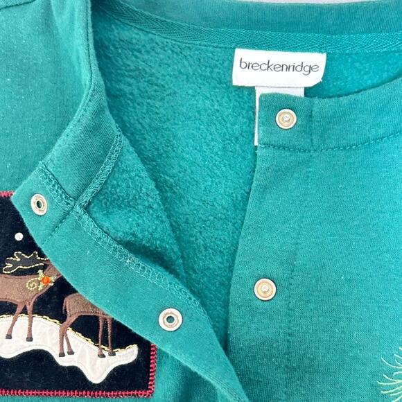 VTG Breckenridge Womens Patchwork Cardigan Size S Christmas Holidays Reindeer - Picture 9 of 12